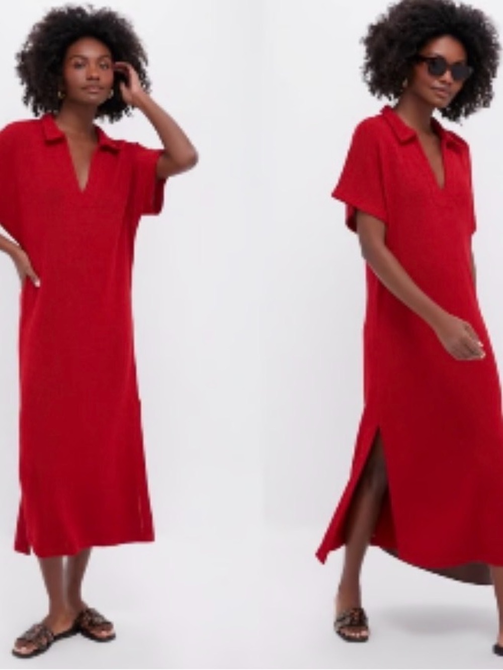 Tuckernuck’s Pomander Place Maren Red Collared V-Neck Maxi Dress with Side Slit
